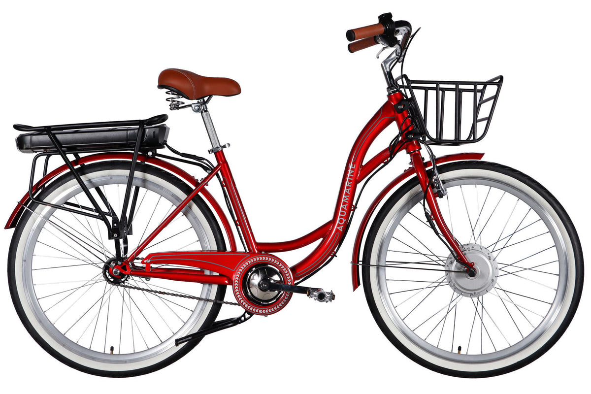 Велосипед з електроприводом 26" ST Dorozhnik eAQUAMARINE BH рама-17" 36B 13А*г 500Вт бордовий YS 2476 з кошиком 2026